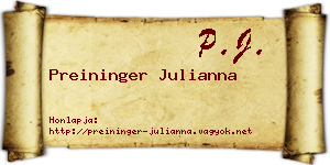 Preininger Julianna névjegykártya